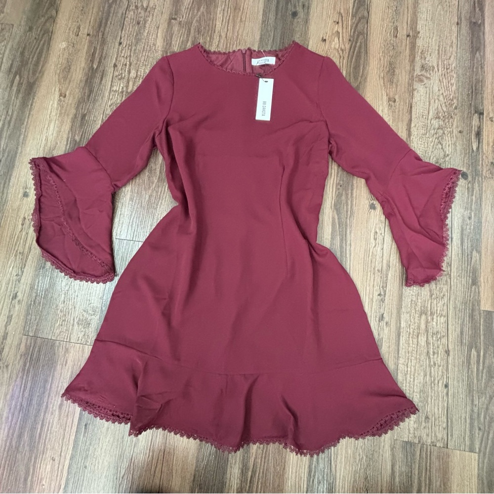 Bb Dakota Elegant Burgundy Flare Sleeve Dress Size 6